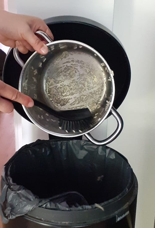 Throw away leftover food