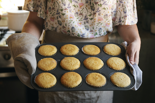 Muffin pan out of the oven