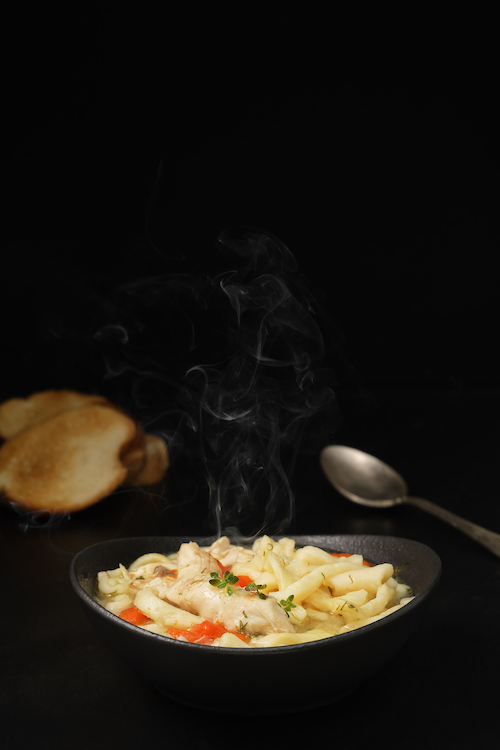dish heated with smoke