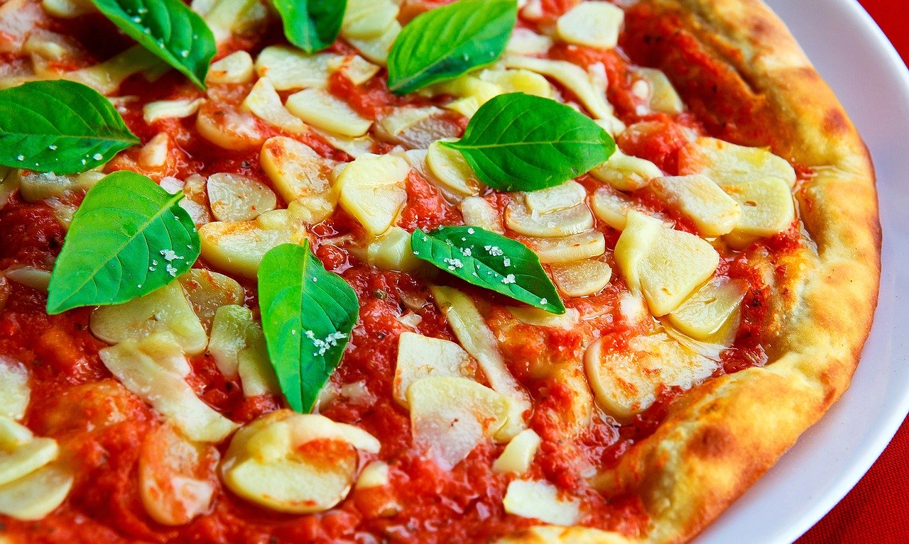 Pizza with tomato sauce