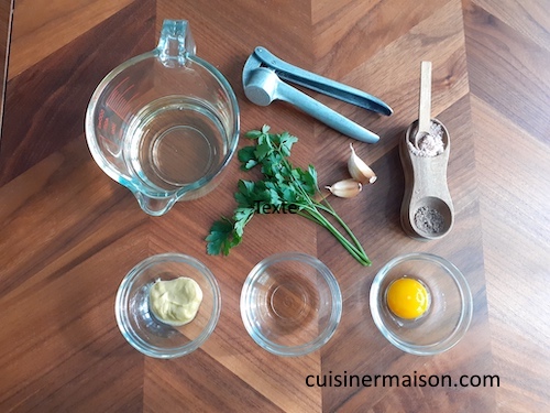 Ingredients garlic and parsley sauce