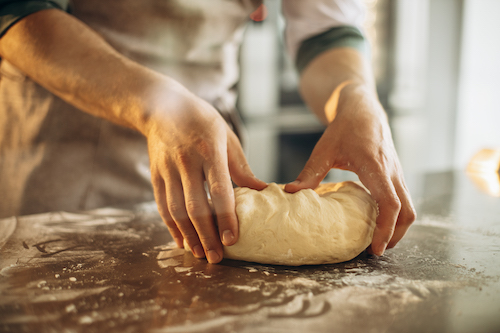 Knead the dough on the countertop