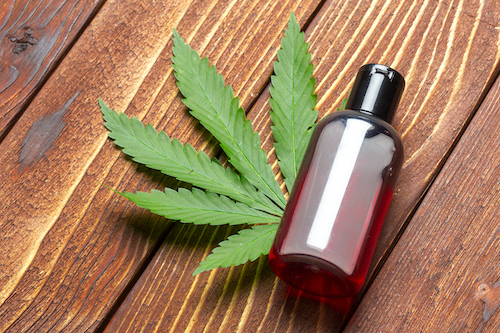cannabis leaf and oil