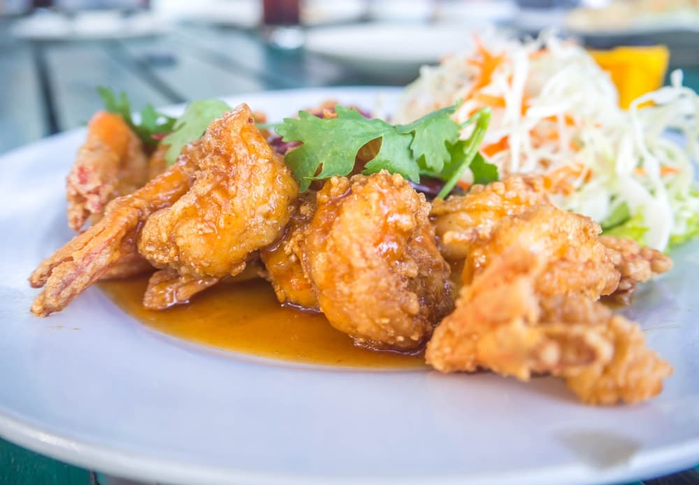 How long can cooked shrimp be stored in normal times