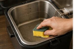 How do you clean a deep fryer