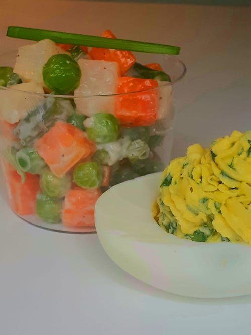Macedonian Salad with Mimosa Eggs